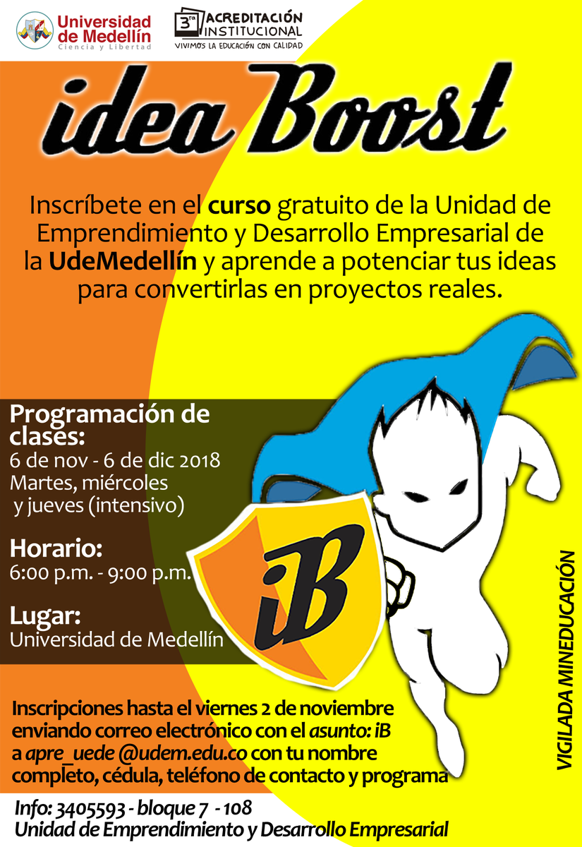 udemp's tweet photo. ¡GRATIS! Estamos listos para un nuevo curso desde la Unidad de Emprendimiento 
El curso será en modalidad intensiva y gratuito
Para tener el certificado debes asistir al 90% de las clases.
Envía tu inscripción  al correo: apre_uede@udem.edu.co hasta el viernes 2 de noviembre. https://t.co/DAg9PLoOZa