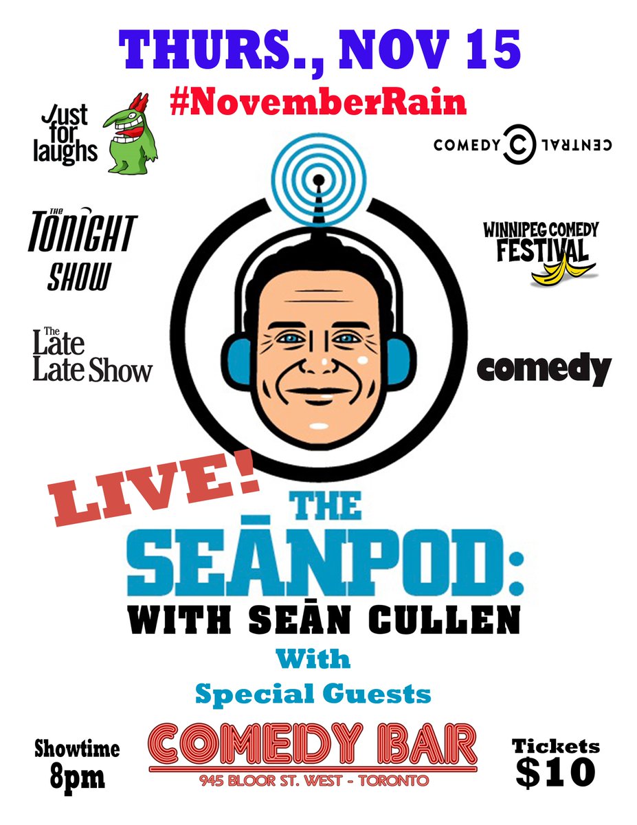 Thursday, November 15! The SeanPod returns to Comedy Bar! 8pm. 

More info and tickets here: comedybar.ca/show.php?Event…