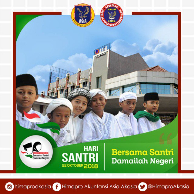 {Hari Santri Nasional}
Santri bukan yang mondok saja, tapi siapapun yang berakhlak seperti santri, dialah Santri.
Selamat Hari Santri Nasional
-
#harisantrinasional 
#harisantri2018 
#harisantri
#himaproakasia 
#stieasiamalang