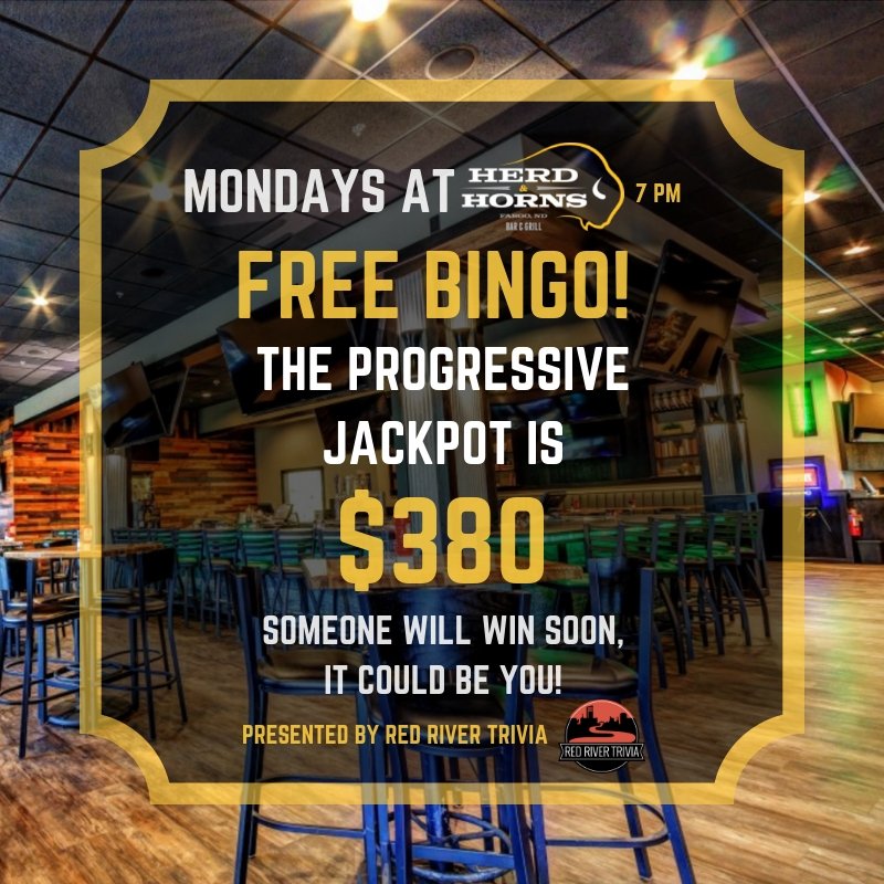 HerdandHorns's tweet photo. Would you like a little extra money? Join us for Bingo tonight at 7! 💰🤑 https://t.co/kaqcZbAnPz