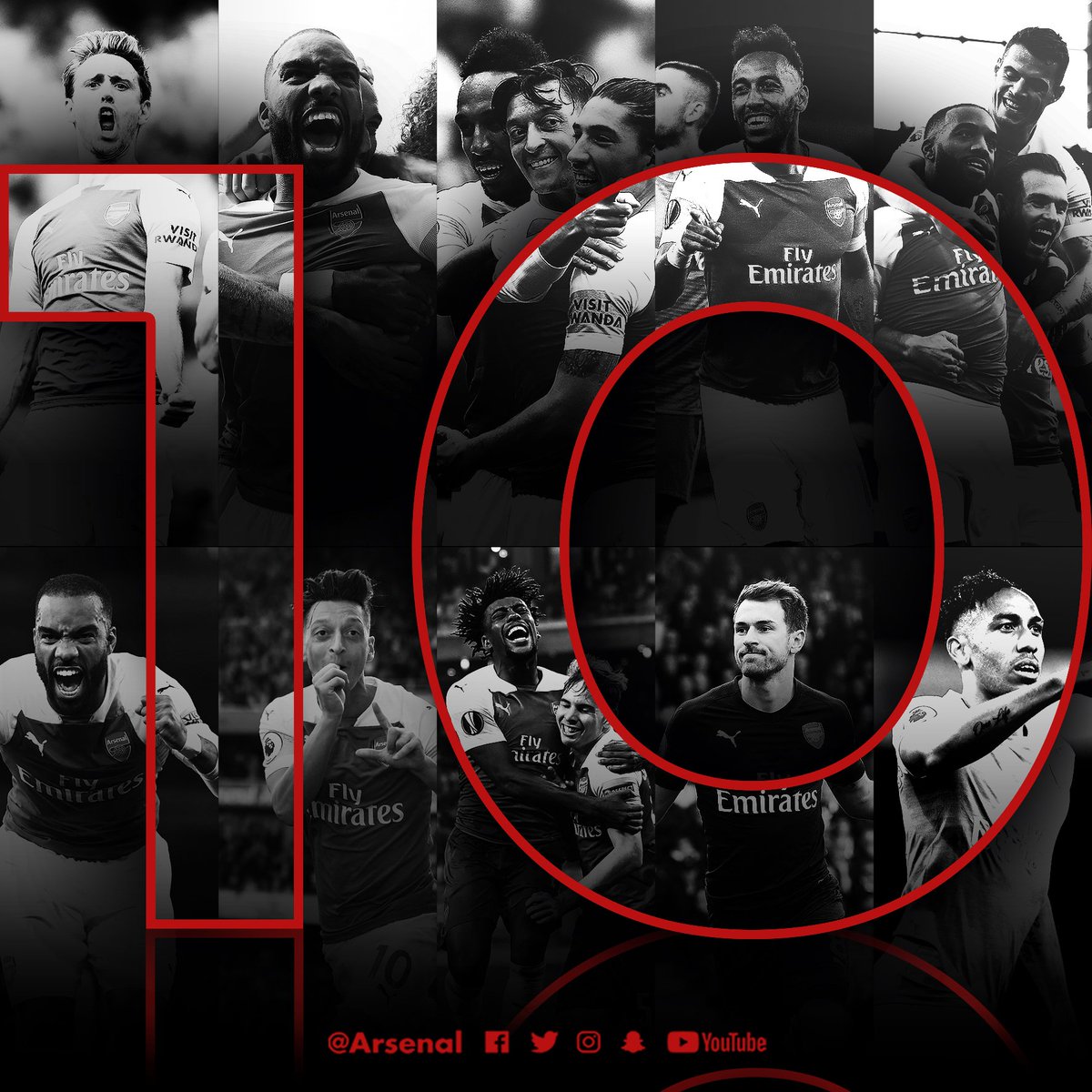 Arsenal's tweet photo. Perfect 🔟 😎 https://t.co/FDU7EuK7yE