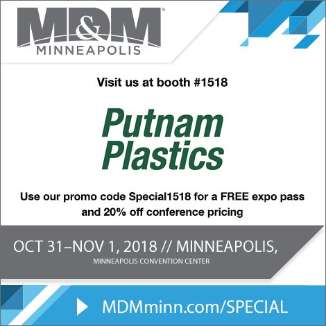 PutnamPlastics's tweet photo. Meet us at MD&M Minneapolis next week at booth #1518
Ask us about our insert molding capabilities or let us help you with your catheter design!
Admission to the show is on us!
#AdvMfgExpo #MedicalDevice #InsertMolding #PlasticsEngineering #Catheter #MDMMinneapolis2018 https://t.co/Arol9U9FAr