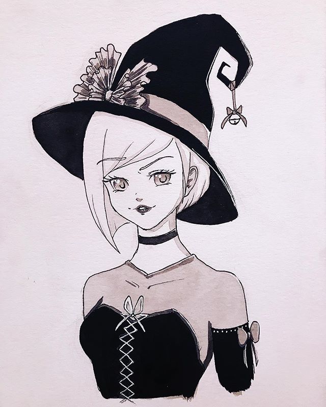 Kawaiiflowerart On Twitter Day 17 It S Getting A Bit Closer To Halloween Now So I Thought I D Draw This Lil Witch To Match The Theme Inktober Inktober2018