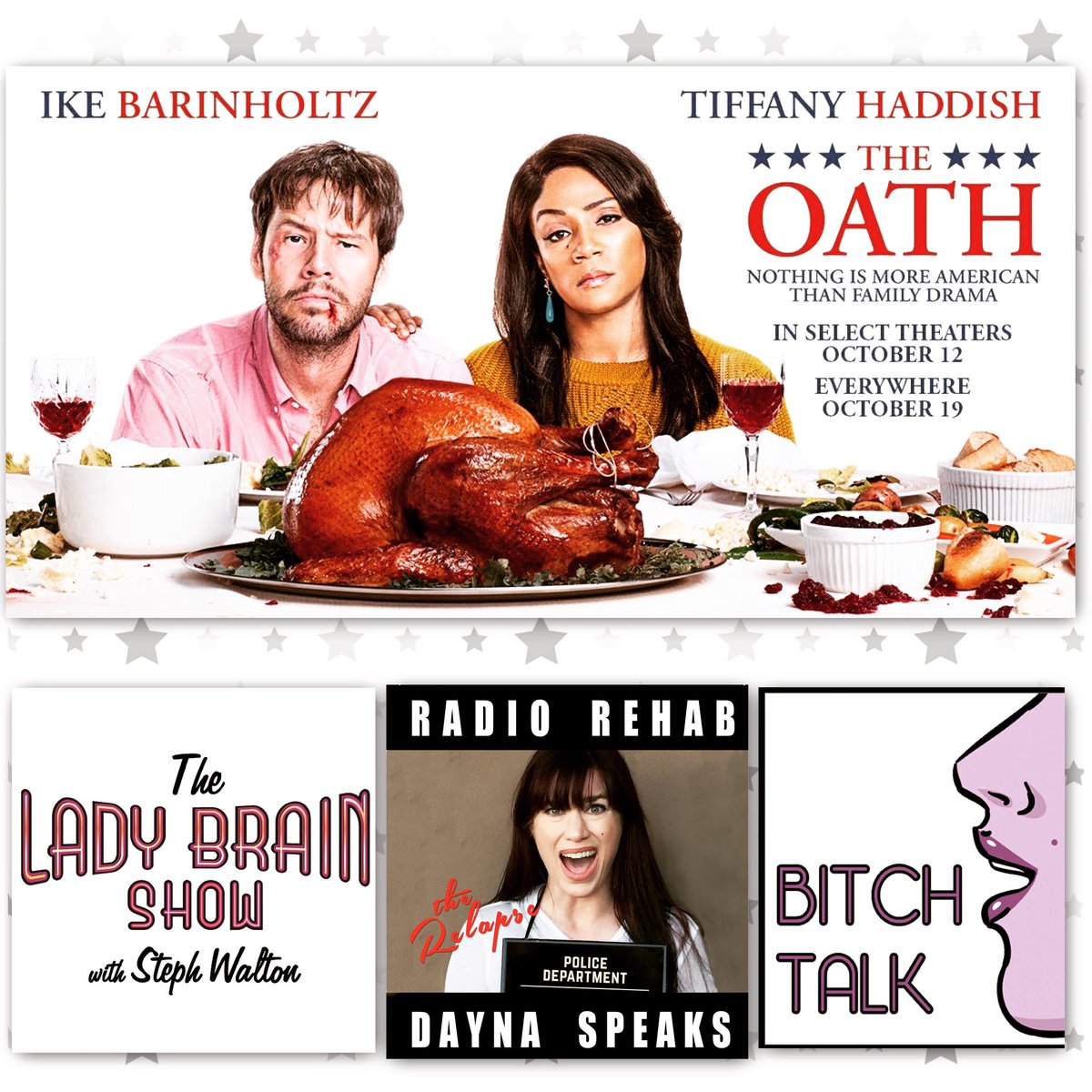 ...you MUST go out to see <a href="/TheOathMovie/">The Oath Movie</a>! Tune in as #IkeBarinholtz guests on #TheLadyBrainShow, #RadioRehab &amp; #BitchTalk #Podcast to chat about the flick, then see it in theaters #NOW. #Podcasting #TheOathMovie  #TiffanyHaddish #ThanksgivingDinner #Family #Politics #DarkComedy