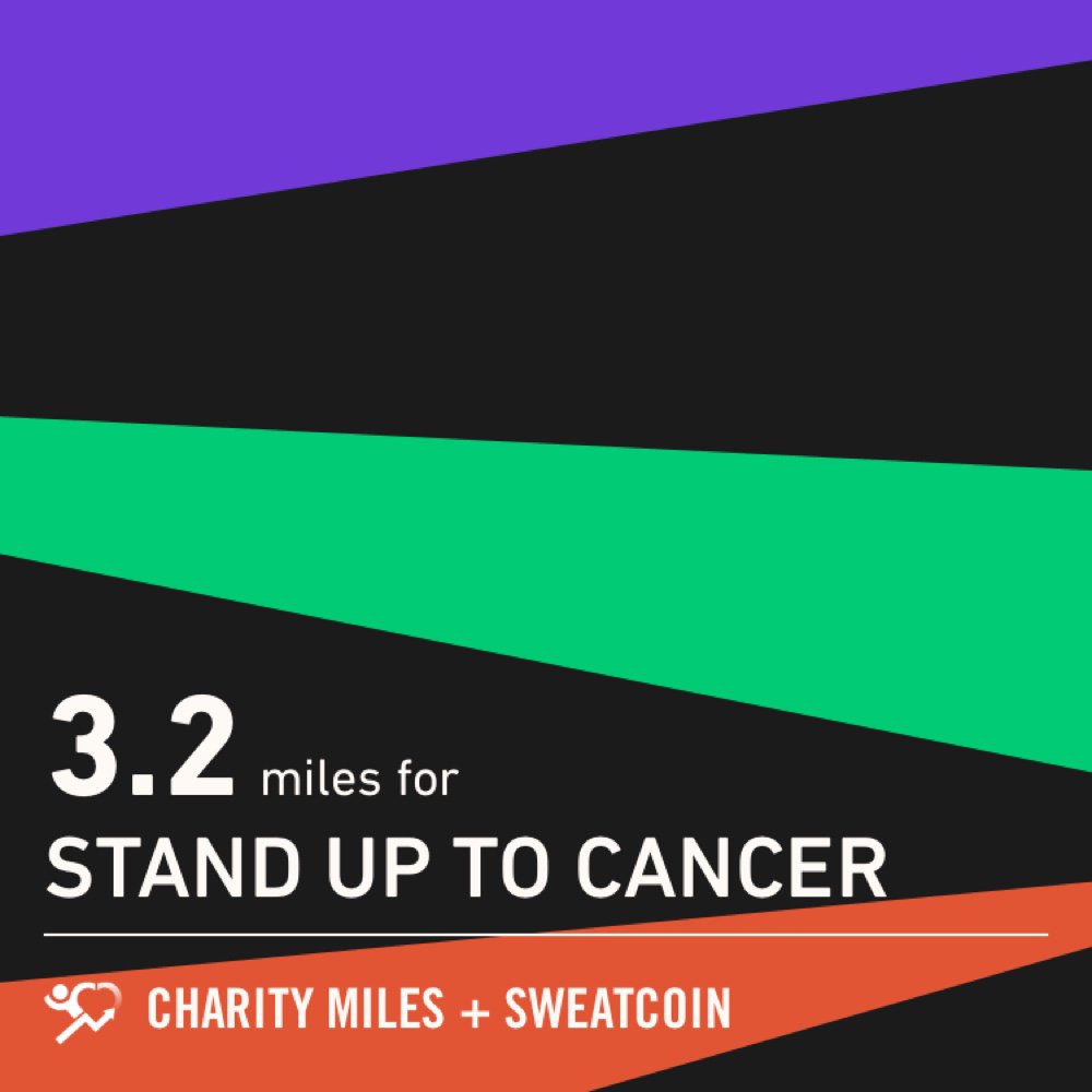 glady5_'s tweet photo. 3.2 @CharityMiles for @SU2C. Thx @Sweatcoin for sponsoring me!  https://t.co/G9SJ0oi1At https://t.co/I6BKQdCN92