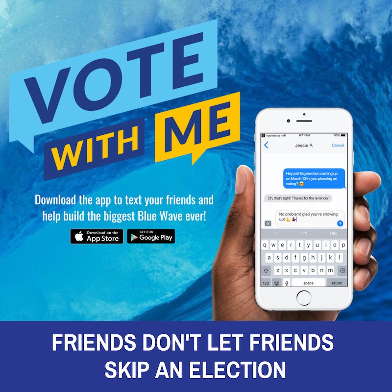 Brings don't let friends skip the election. Use this to really remind your friends and maybe colleagues t in tight races to get out &amp; vote! Get it &amp; use it: here: votewithme.us/r/20 #VoteWithMe 
#BlueWave