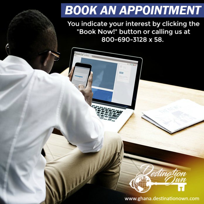 Book an appointment:
You indicate your interest by clicking the 'Book now!' button or calling us at 800-930-3128 x 58.

#ghana #realestate #investmenttour #destination #realestatetours #realestatelegacy #travel #ConnectwithPeople #realestatespecialist #travelgram