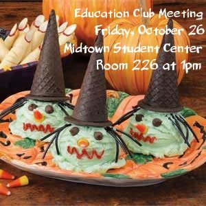 WCSUEdClub's tweet image. This Friday, October 26 is our I Scream for Ice Cream event! If you come to our meeting in room 226 in the Midtown Student Center at 1pm, you will get ice cream! During this time we will be preparing our treat bags for Spooky Reading Night. All are welcome!