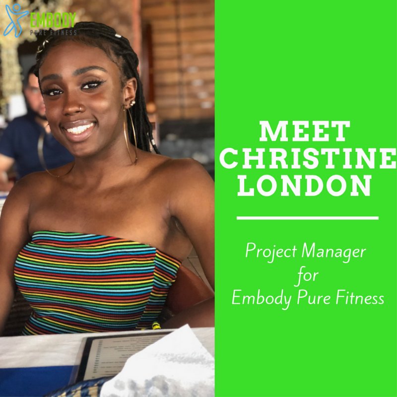 Embody_FitDC's tweet photo. Meet Christine London - Project manager for Embody Pure Fitness. Christine does the social media analytics and assists with fostering new partnerships. She is an Ohio State graduate with a passion for teaching and coaching track. 
-----------
#EmbodyPureFitness #ProjectManager https://t.co/ZYSkIxYqi2
