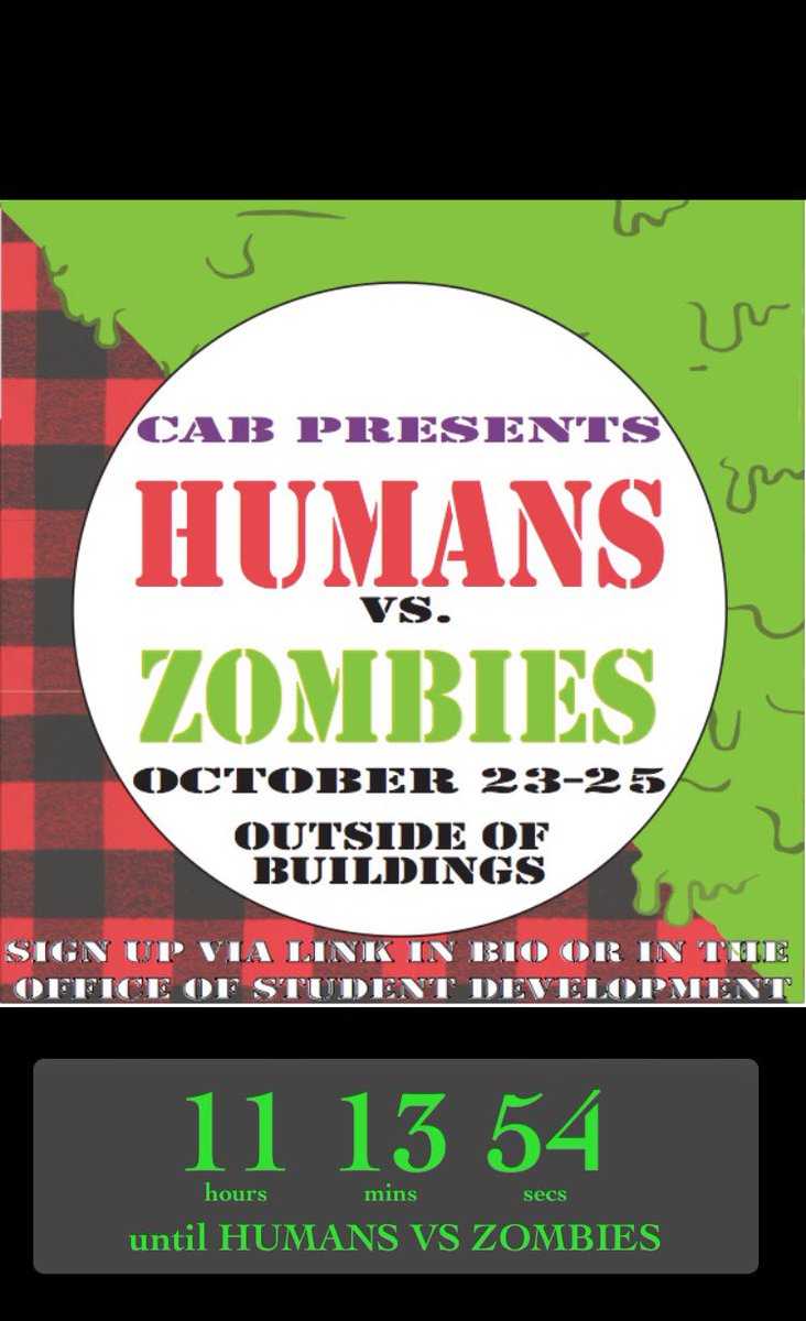 YoungHarrisCAB's tweet photo. Less than 12 hours until the YHC Zombie infestation! Wear your armbands and arm yourselves! Do you think you'll survive? ☢️⚠️ https://t.co/OP3EXawPqf