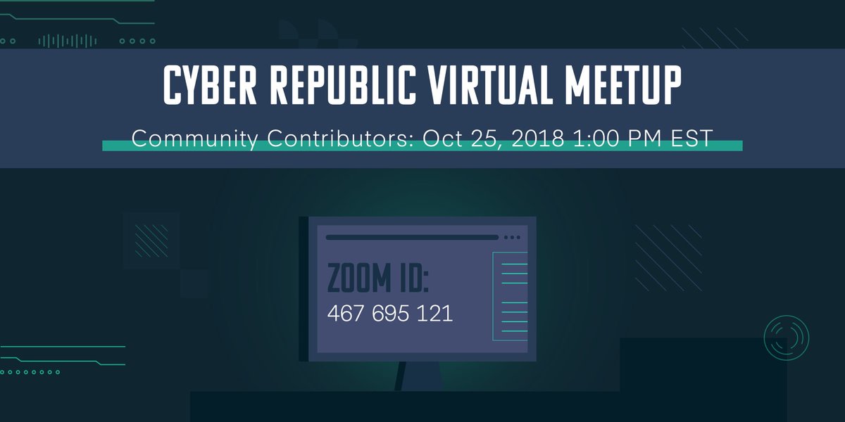 ElastosDAO's tweet photo. Cyber Republic Virtual Meetup: Community Contributors.
Thursday, October 25th 13:00 EST
Meeting ID: 467695121
Meetup Invite:
https://t.co/mn1M75Xlxp
@Elastos_org $ELA #CRVirtualMeetup #CyberRepublic https://t.co/76E50VSSam