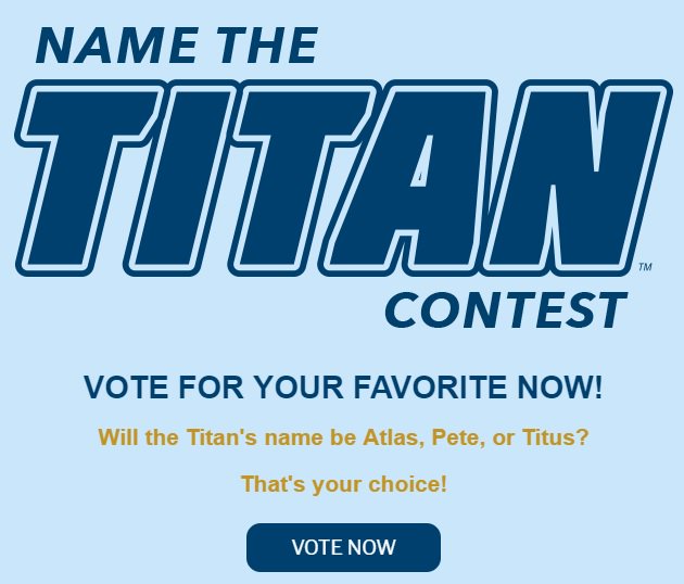 Help #SPCollege select the name for our Titan mascot! Our judges narrowed down the list of submissions. Now vote for your favorite at why.spc.edu/thetitan! #NametheTitan
(Voting ends by midnight Wednesday!)