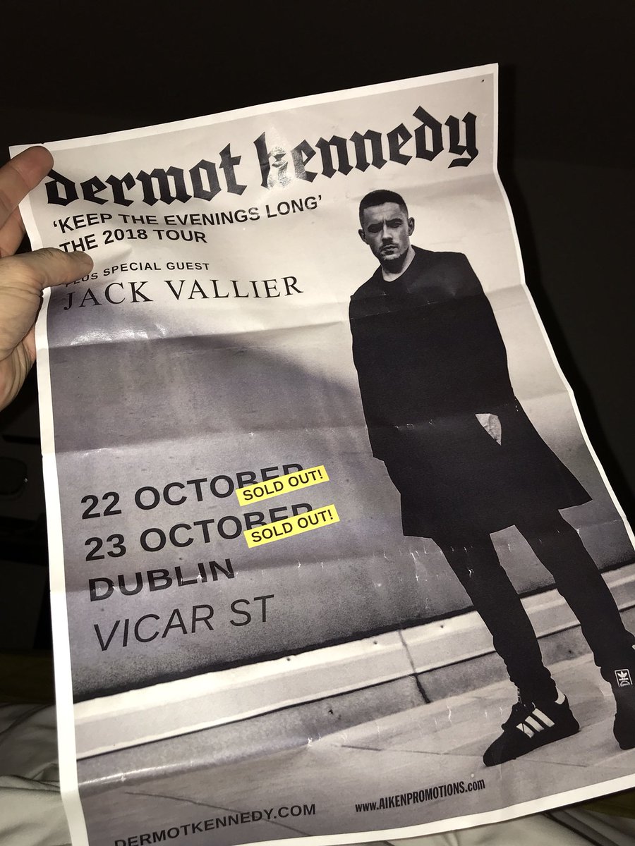 In bed in the hotel after commandeering the only <a href="/DermotKennedy/">Dermot Kennedy</a> poster I seen all night in <a href="/Vicar_Street/">Vicar St</a> #sorry #NotSorry #cheersdermot