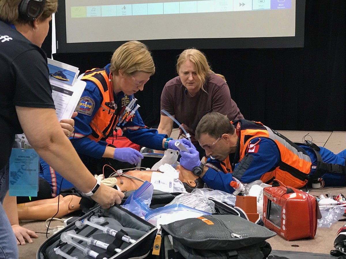 Star11 sim comp team heading to the simcup finals tomorrow at AMTC 2018 in Phoenix, Az. Here is a shot of their second preliminary case today which they crushed. #AMTC18 #starsairambulance