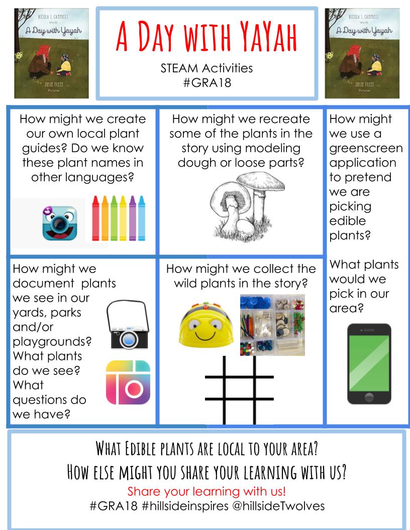 the_mulc's tweet photo. A Day with Yayah #GRA18. How might we learn about edible plants, edible local plants and celebrate languages we speak? Please join us in our learning! @hillsideTwolves @JStevensonMCS #peel21st #peeleml #makewriting #makered #CSLDay2018 #hillsideinspires https://t.co/iLcqg8Mf9u