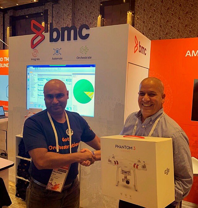 AimeelevaB's tweet image. #DOES18 @DOES_USA @BMCSoftware @ControlM_BMC  #jobsascode @MikeMKala   It&apos;s a wrap on an outstanding Day 1 at DOES 2018 . Congratulations Carlos Fletcha from Walmart, the lucky winner of the Phantom 3 Drone.