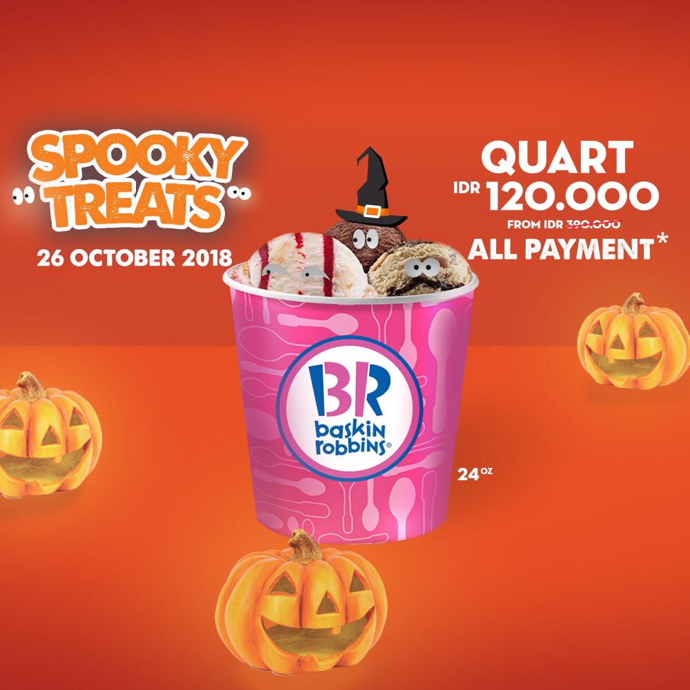 GrandCitySBY's tweet photo. SELAMAT PAGI!! Spooky Treat! Dapatkan Fresh Pack Quart favoritmu hanya Rp120.000 dr harga normal Rp 390.000 pada tgl 26 Oktober 2018 di @BaskinRobbinsID Level LG &amp; 4 @GrandCitySBY #mygrandcity #promo #shopping #BaskinRobins #Surabaya #UpdateTenant #October https://t.co/1lcBb8VlVG