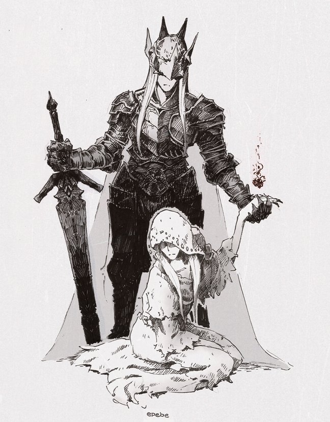 epebe_'s tweet image. 22. Lorian &amp;amp; Lothric

"The two princes rejected their duty to become Lords of Cinder, and settled down far, far away to watch the fire fade from a distance. A curse makes their souls nearly inseparable."

#inktober #inktober2018 #DarkSouls #DarkSouls3 #twinprinces