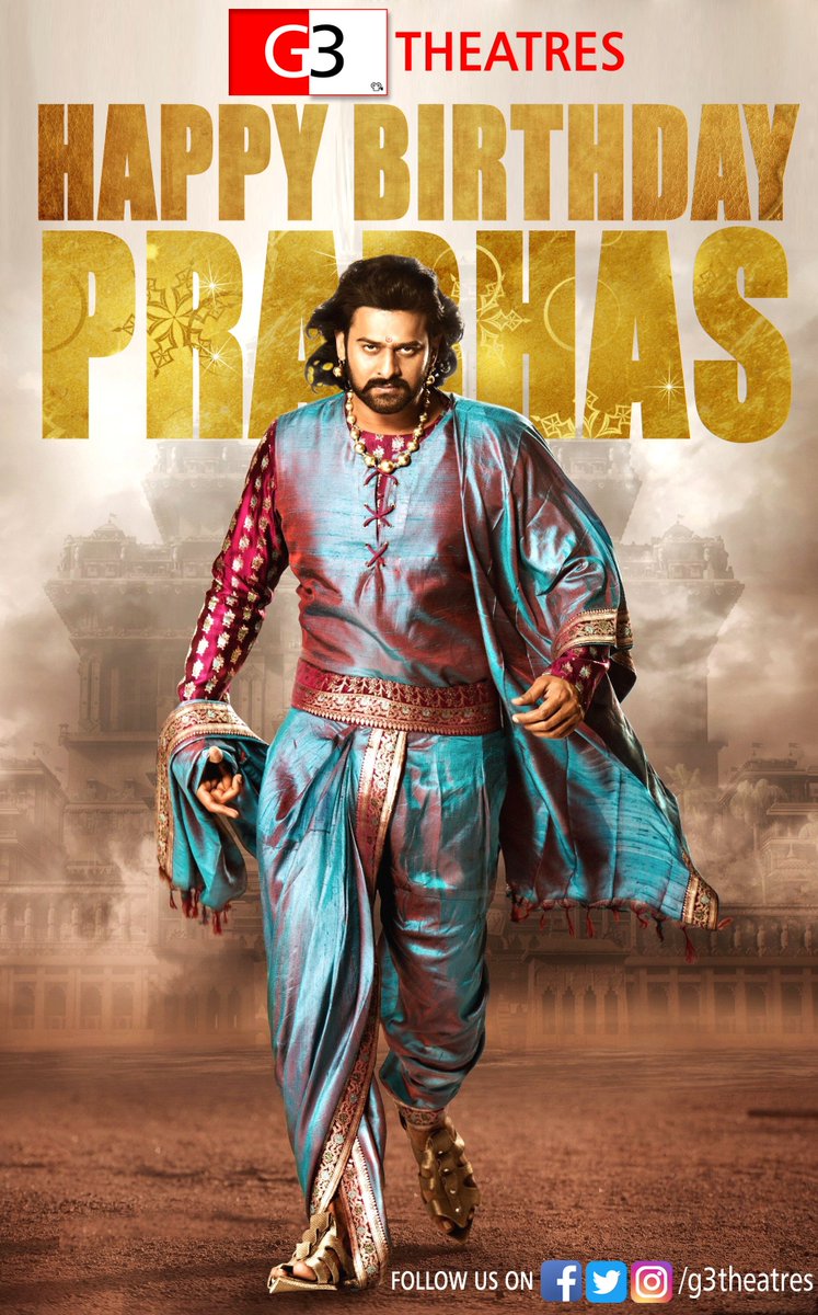 G3Theatres's tweet photo. Happy Birthday Darling #Prabhas #HBDDarlingPrabhas #HappyBirthdayPrabhas #Sahoo #SahooFirstLook @PrabhasRaju @UV_Creations @SKNonline https://t.co/7E0vtpL6ze