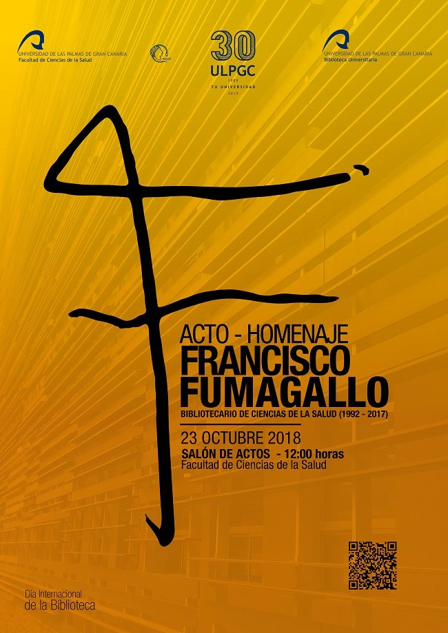 bulpgc's tweet photo. En media hora dará comienzo el Homenaje a Francisco Fugamallo, bibliotecario fallecido hace un año, en el salón de actos de la Facultad de Ciencias de la Salud de la @ULPGC 
#bulpg #30aniversarioulpgc #DíadelaBiblioteca https://t.co/XzCwWyLdf6