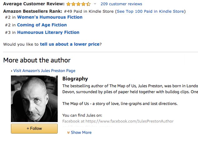 jules_preston_'s tweet photo. Wonderful to be back in the Amazon top 50 this morning - and to wake up to 5 new reviews - thank you so much!

Don't forget to hit that follow button if you'd like to be notified about new releases and author news too...
https://t.co/phiUkBvY1v
#themapofus #mapofus @HarperImpulse https://t.co/cXk1QkFyID