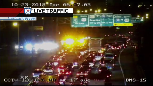 CRASH: SR-826 EB & NW 17th Ave. Two lanes are blocked and delays are building. #TRAFFIC #MIAMI https://t.co/mjaS7g4uEh