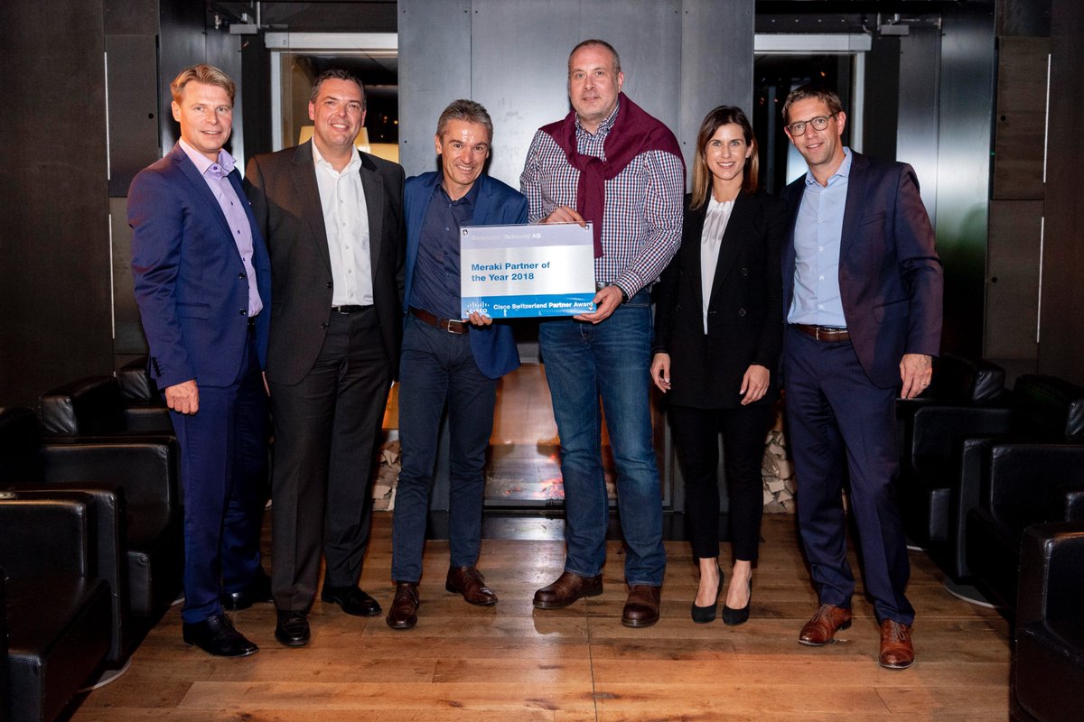 SvenMessinger's tweet photo. #Swisscom wins two #Cisco partner awards. Enterprise Partner of the Year 2018 and Meraki Partner of the Year 2018. Congrats to the team! @Swisscom_B2B_en https://t.co/s8tTnRWayY