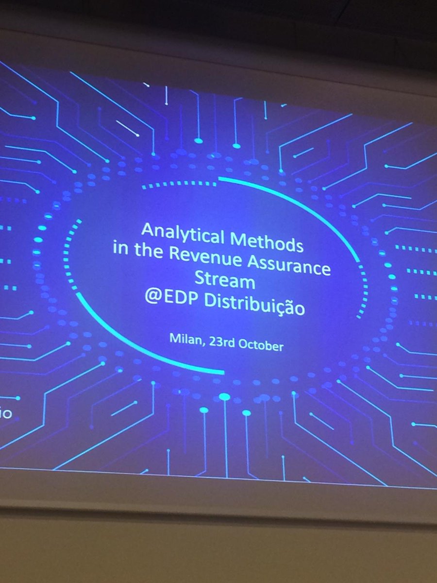 Proud of our customers #EDPDistribuição  “Analytical Methods in the Revenue Assurance” Speaker Yasin Ahmad
#AnalyticsX