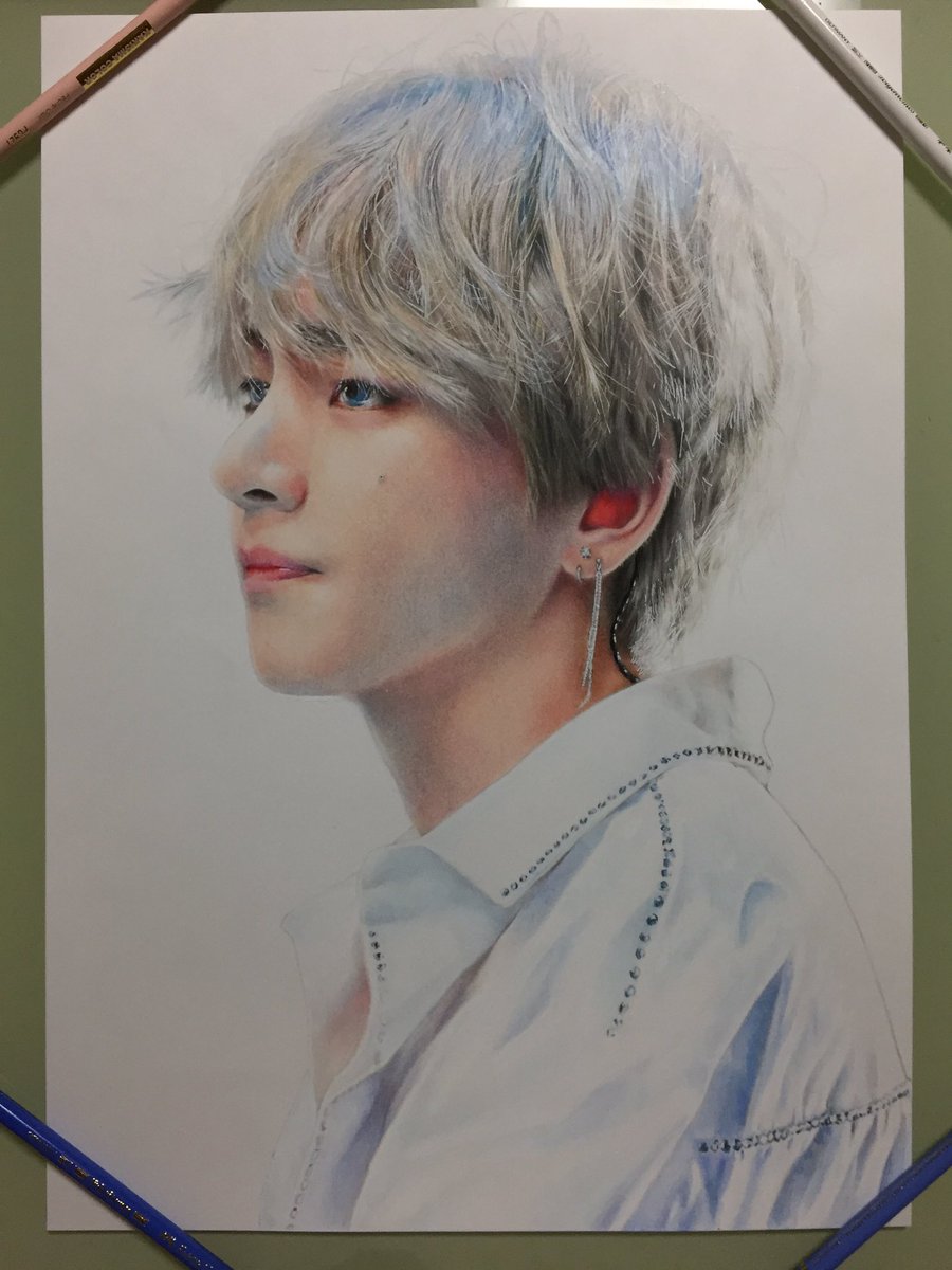 Kqhsuke テテ描きました Tae Taehyung Drawn With Colored Pencils Bts Twt Bts 色鉛筆画 下描きなしで描きました T Co Z5c4xy0hec Twitter
