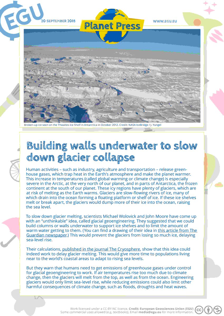 EuroGeosciences's tweet image. How building walls underwater could slow down glacier collapse - our new kid-friendly press release fresh from #PlanetPress! egu.eu/1GN85W #teachers #education