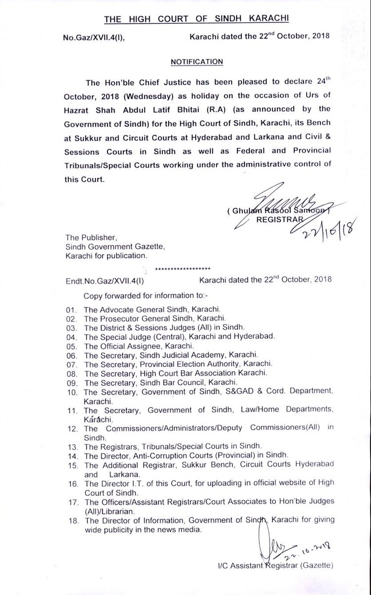 Sindh High Court,Khi tweet media