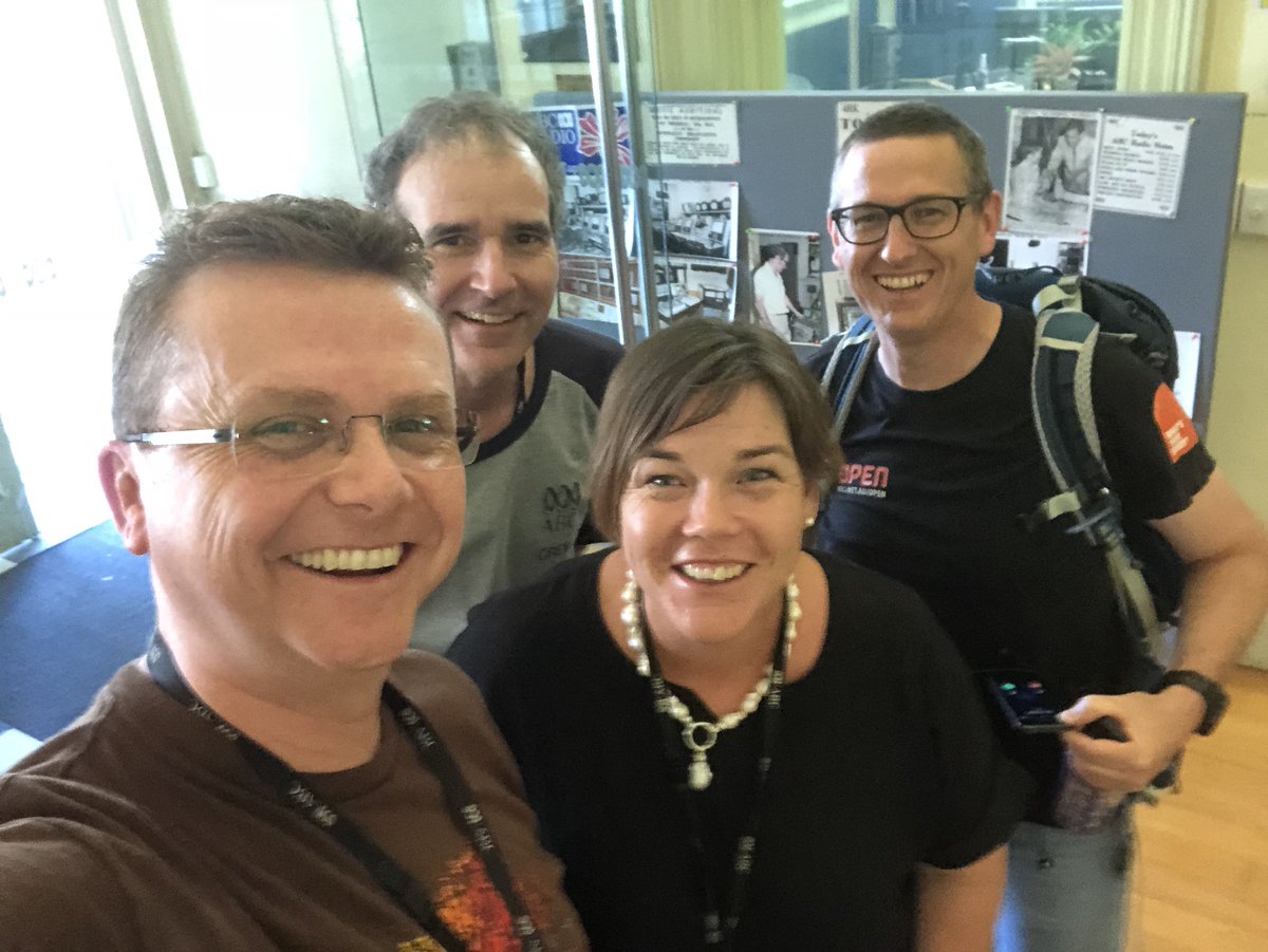 SpencerHowson's tweet photo. Always great to be in Rockhampton! And always great to be in the company of these ABC veterans! @peterscottgc @ChrissyArthur @ausyoulater https://t.co/YWt2VgzsS2