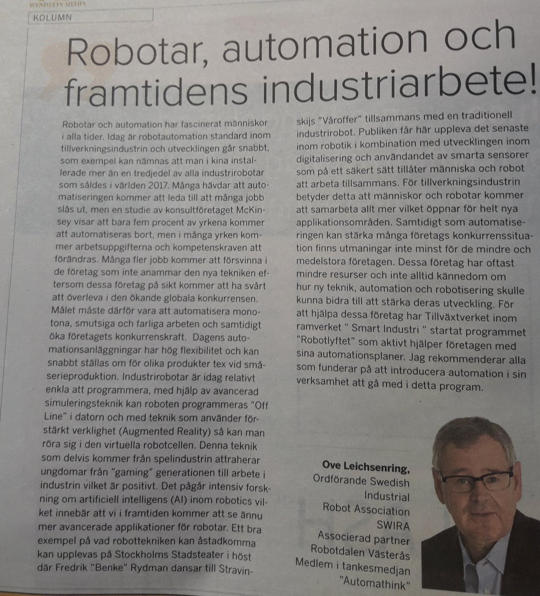 JensvAx's tweet image. Tänkvärt ur Innovationindustri.com i morse. #smartindustri #robotlyftet @tillvaxtverket