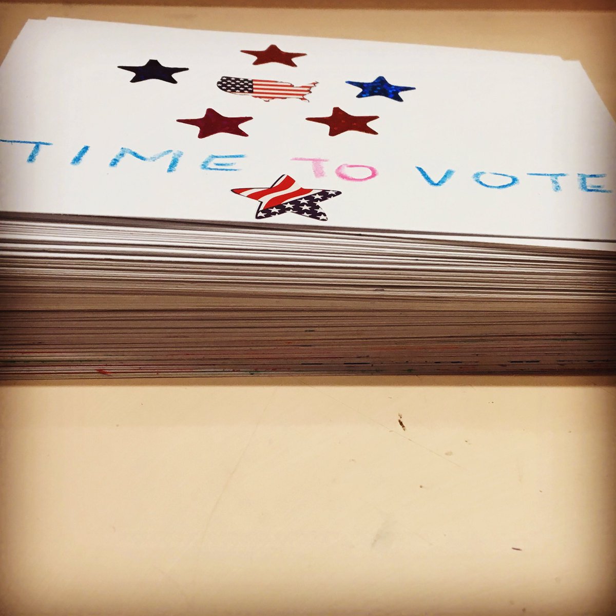 JulieCStromberg's tweet photo. Another batch of 100+ postcards 4 @katieporteroc 4 Congress. Lucky OC voters! These better work! #FlipTheHouse #BlueWave #politicalmom #vote https://t.co/sWZYraRTlr