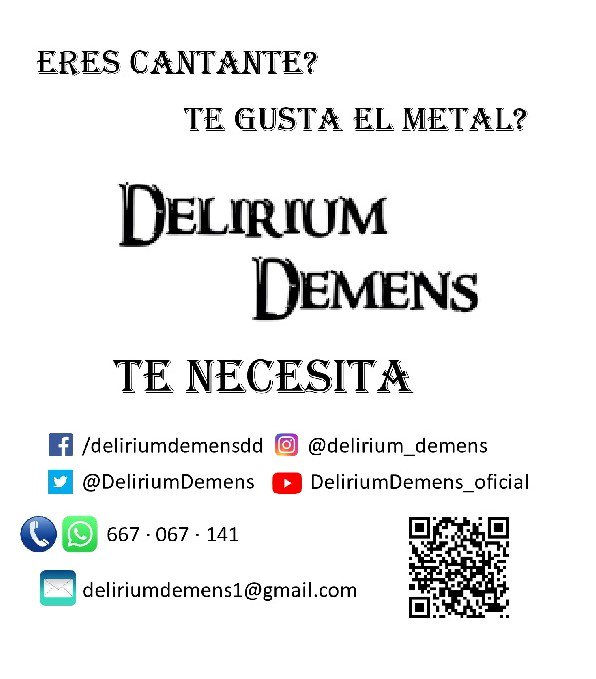 DeliriumDemens's tweet photo. [CAS] Hoy damos inicio a nuestra búsqueda de cantante. Si conocéis a alguin a quien le interese cantar con nosotros, poneos en contacte. https://t.co/zbtMl8Ybmg
