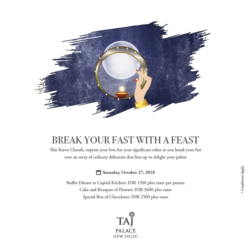tajpalacedelhi's tweet photo. Break your fast with a feast, this Karva Chauth at #TajPalaceNewDelhi.
Reservations: 011-26110202 / tphcapitalkitchen.del@tajhotels.com
#KarvaChauth #CapitalKitchen #NewDelhi #Delhi #India https://t.co/YpWfeywwmR