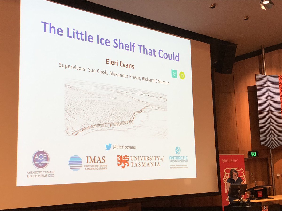 DistillerDean's tweet photo. Listening to @elericevans give a talk on #theiceshelfthatcould an overview of her PhD @UTAS_ DKD public forum. https://t.co/FkeslGQ4Xw