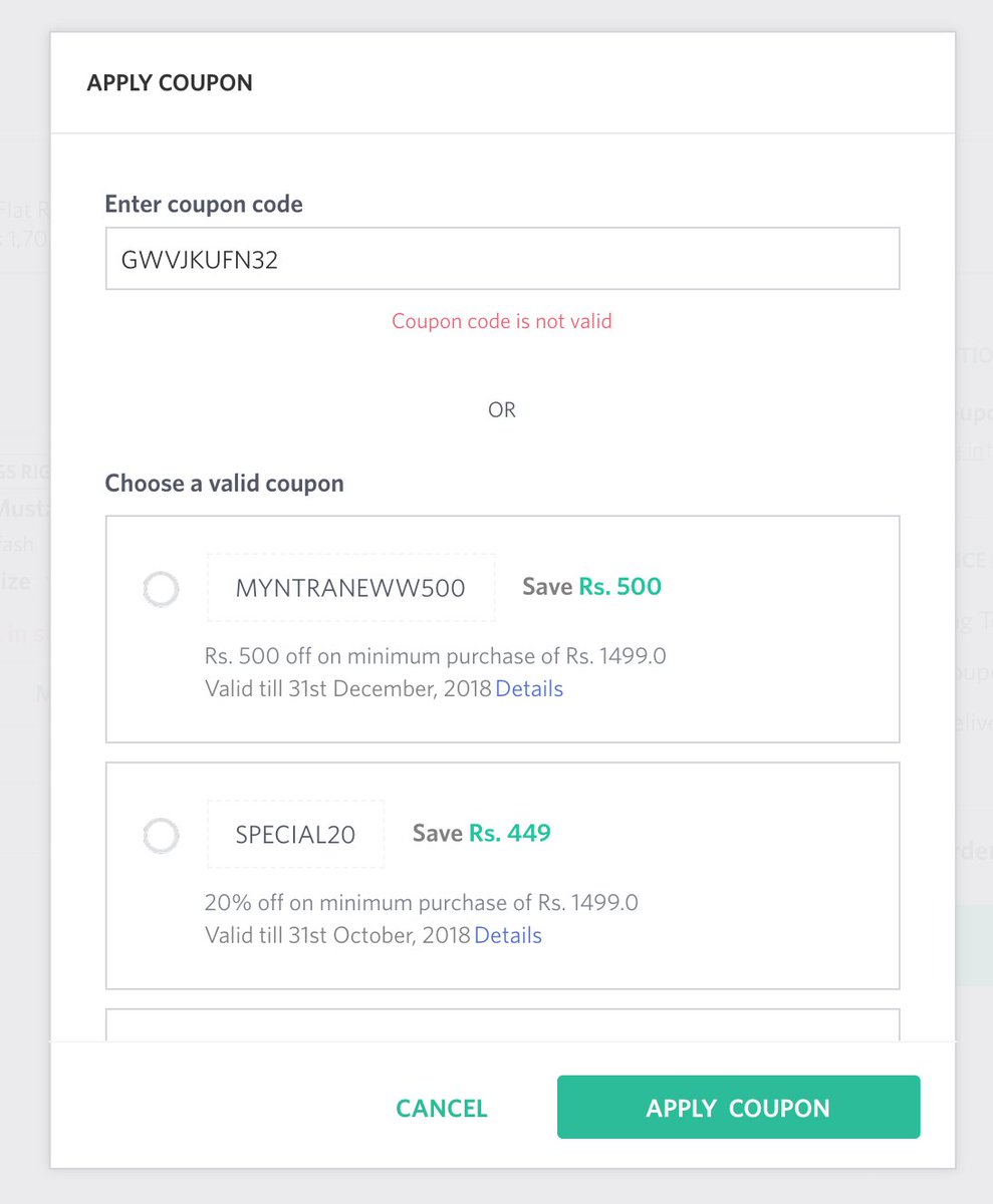 myntra new user coupon 2018