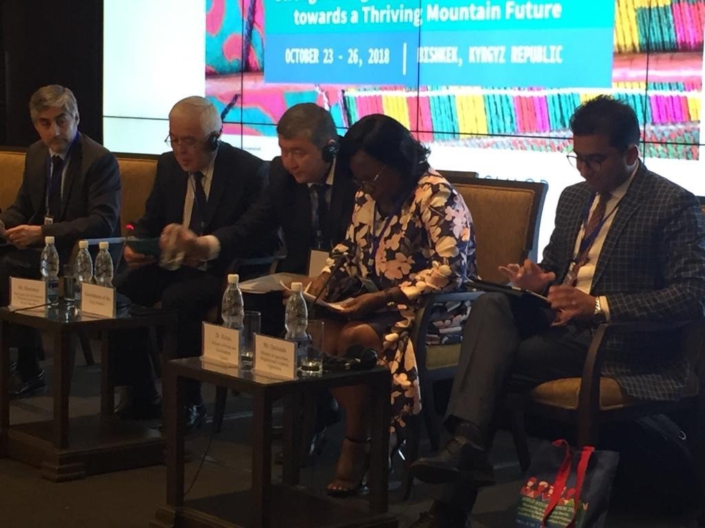 UNmountains's tweet photo. "The Government of #Kyrgyzstan is committed globally and regionally to the future prosperity of mountains. The #WMF2018 is another important step in #sustainable #mountaindevelopment," said Mr Mukhambetov from the gov of Kyrgyzstan. #MountainsMatter https://t.co/jbPRpeLWzW