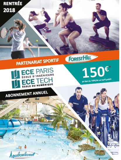Faites du sport à volonté grâce au partenariat entre l'ECE et les salles de sport <a href="/clubsforestHill/">Clubs Forest Hill</a> ! Situés à Paris et en Ile de France, les clubs de sports sont ouverts toute l'année. La piscine de l'Aquaboulevard aussi ! 

#ecoledingenieurs #ingenieurs