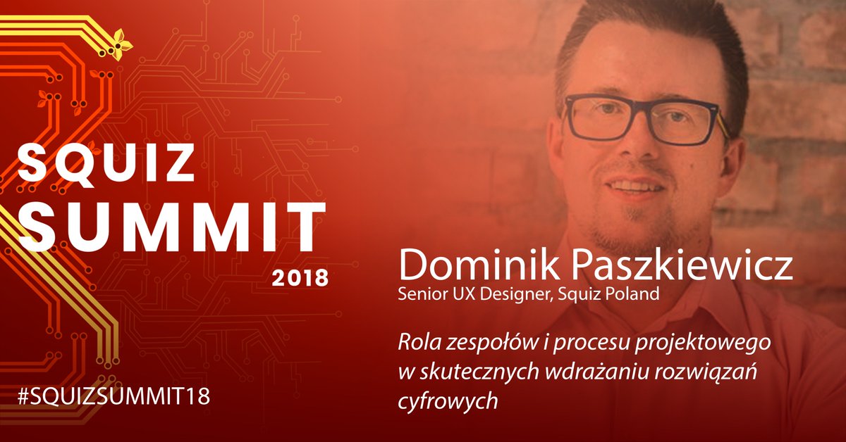 SquizPL's tweet photo. Poznajcie prelegentów #SquizSummit2018! Kolejnym gościem będzie Dominik Paszkiewicz, Senior UX Designer w Squiz, który opowie o roli procesów oraz zespółów w procesie cyfrowje transformacji.
 #Warszawa #Marketing 
Więcej informacji znajdziecie na stronie:https://t.co/6FTwAOaSUt https://t.co/NAaOz4PFVU