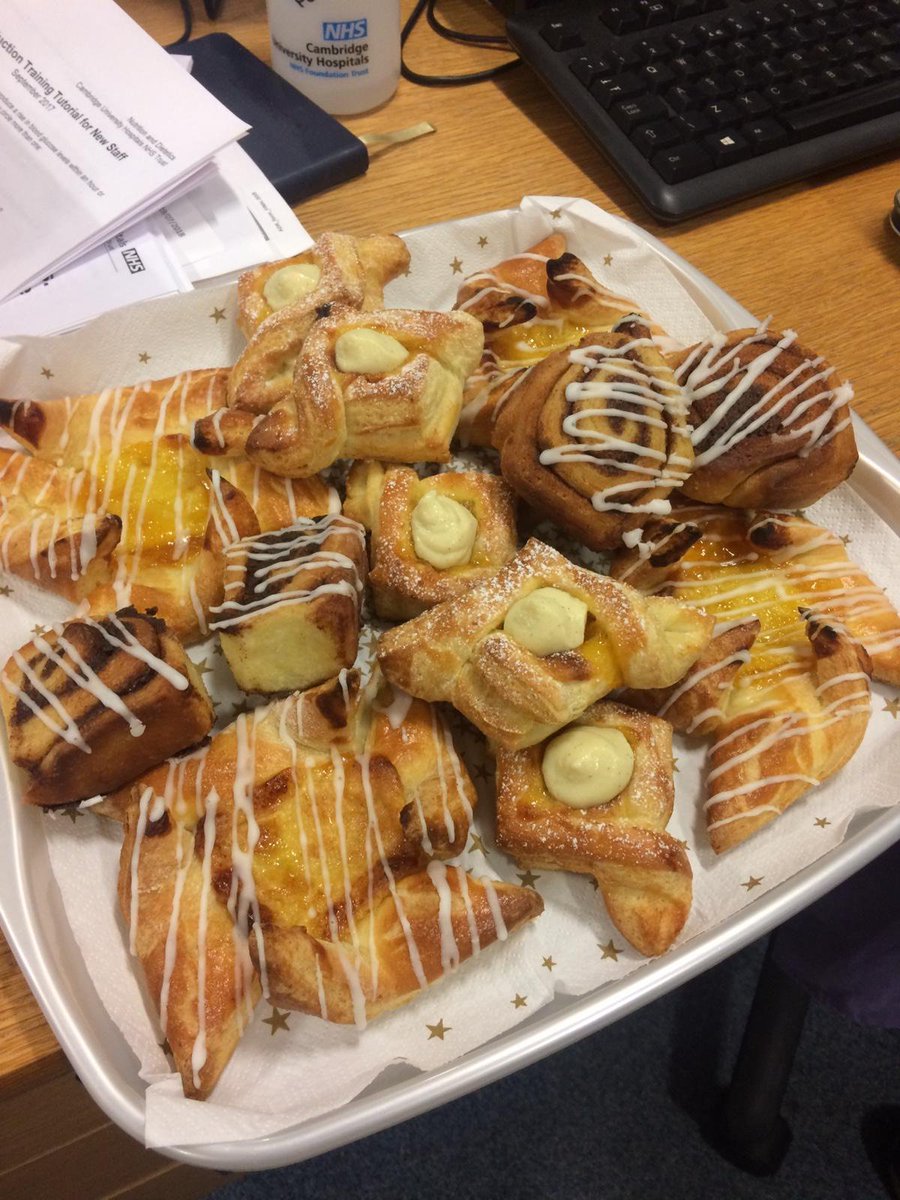 CUH_dietitians's tweet photo. Foe #DanishWeek #GBBO dietitian @jeannie_grisoni made cinnamon rolls and #Danish pastries. They smell so good and well needed this cold Tuesday morning!! #GDBO #GreatDieteticBakeOff #Baking #WhatRDsDo https://t.co/SbWv5nYMJ4