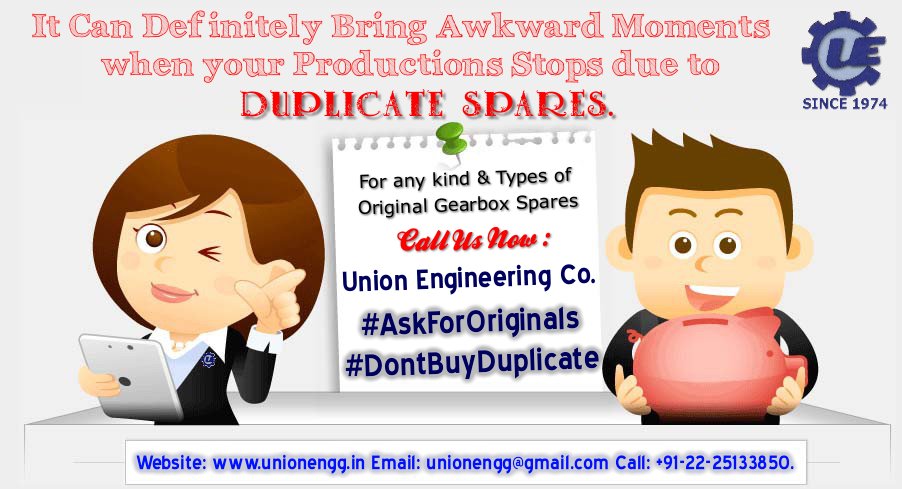 Why BUY #Duplicate #Gearbox #Spares &amp; Waste your precious Money &amp; Time., 

When you can always opt for 😀 #Original #Industrial @GearSpares only at <a href="/unionengg/">Union Engineering Co</a> 

#AskForOriginals #DontBuyDuplicate #CPEC #Radicon #Greaves #Premium #Elecon #Shanthi #Shacon #AskUECO |