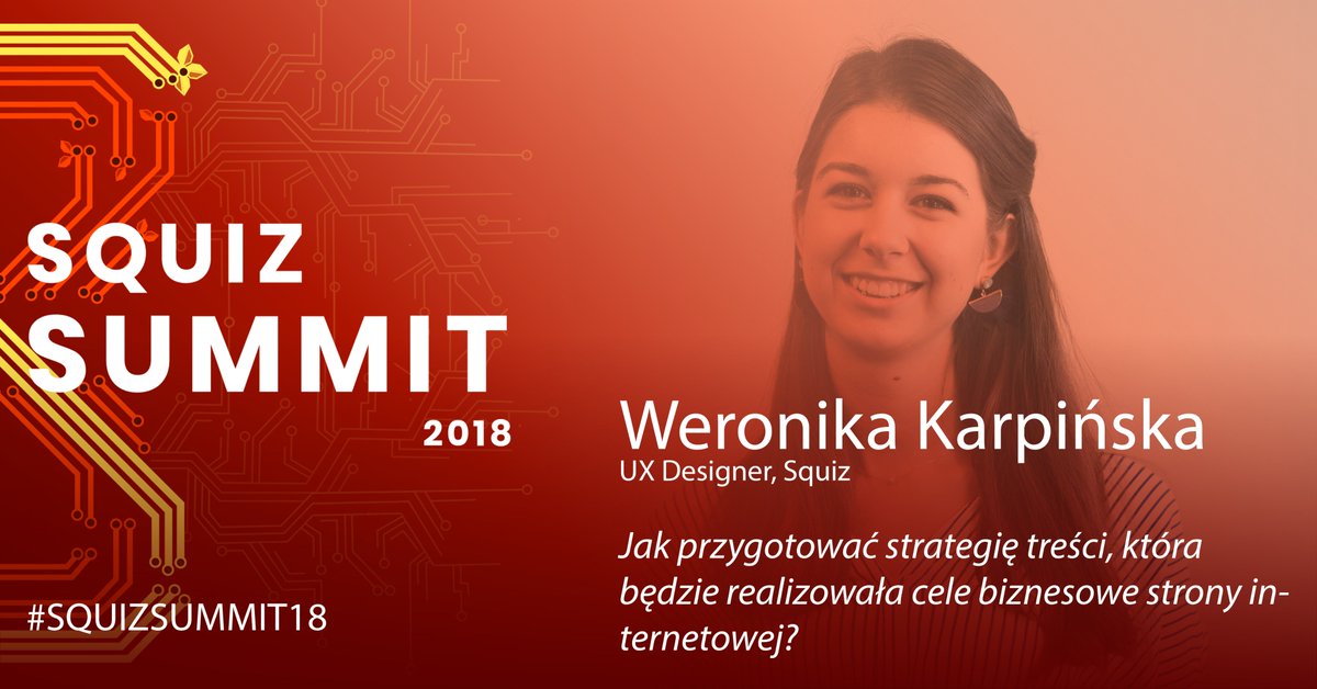 SquizPL's tweet photo. Poznajcie prelegentów #SquizSummit2018! Natomiast warsztaty dla klientów poprowadzi Weronika Karpińska, UX Designer w Squiz.

Więcej informacji na temat wydarzenia znajdziecie na stronie: https://t.co/VSb8fkNRkE https://t.co/CQi9tVNFyS