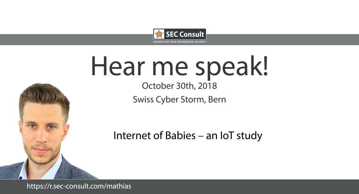 onekey_sec's tweet photo. Mathias Frank is presenting the lastest study results about our Internet of Babies research @swisscyberstorm Not to be missed! #IoT #ECSC2017 https://t.co/YWLHpGxjUp https://t.co/NjxHc3lAcX