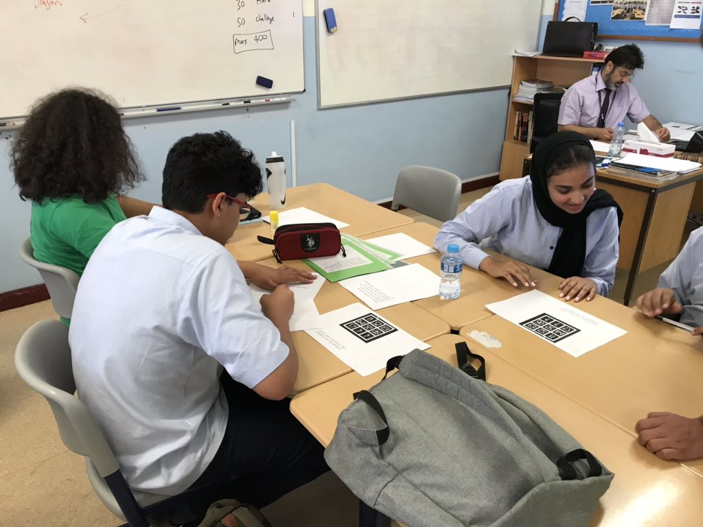 DCMathsDept's tweet photo. Last, but not least, Dragon House discussing strategies to some challenging problems at the Year 9 Maths House Competition yesterday @DohaCollege https://t.co/91dhCsVcrp