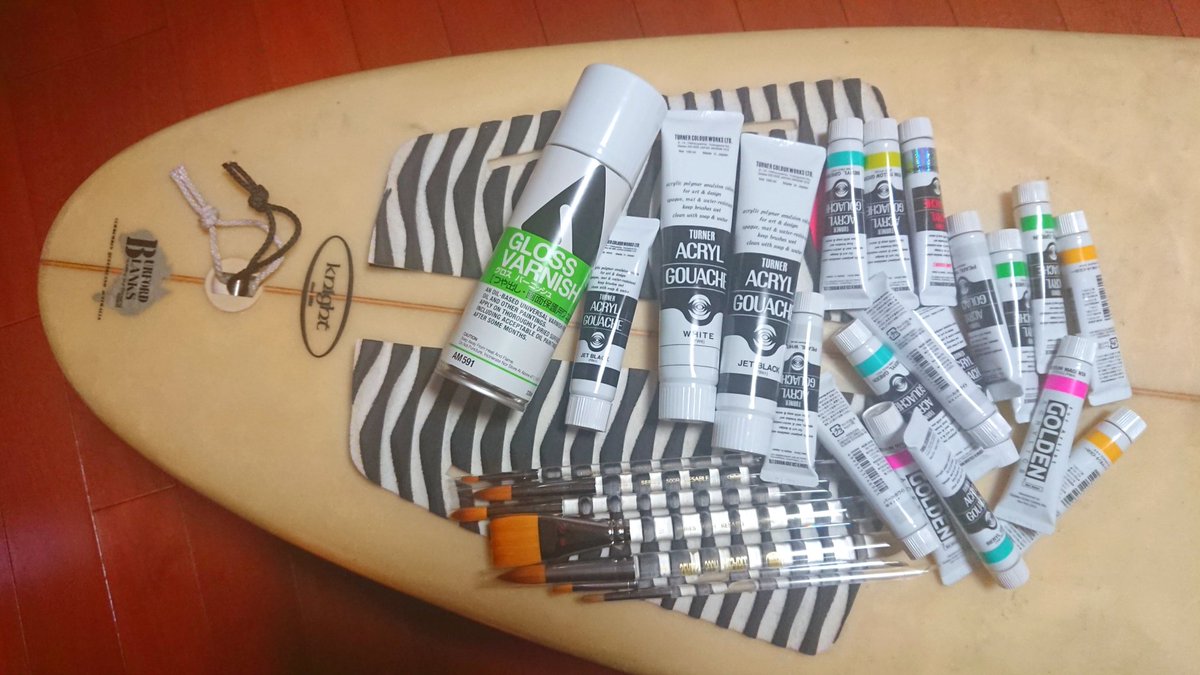 ウェルカムサーフボード描く～！