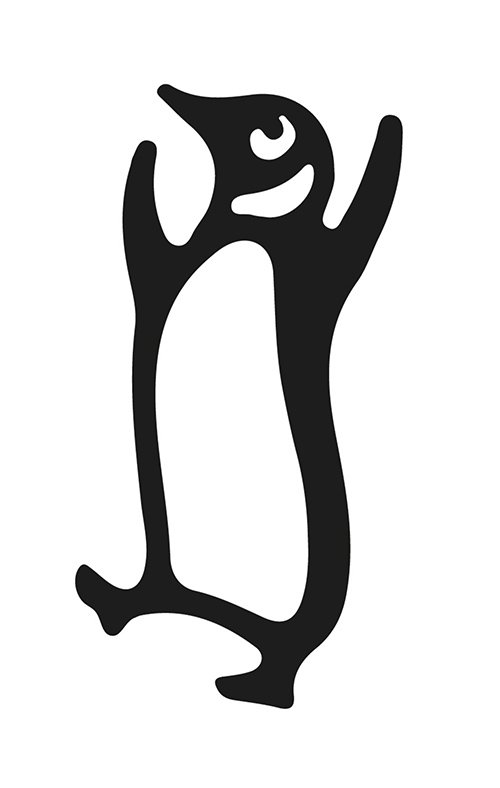 Happy penguin with its flippers in the air