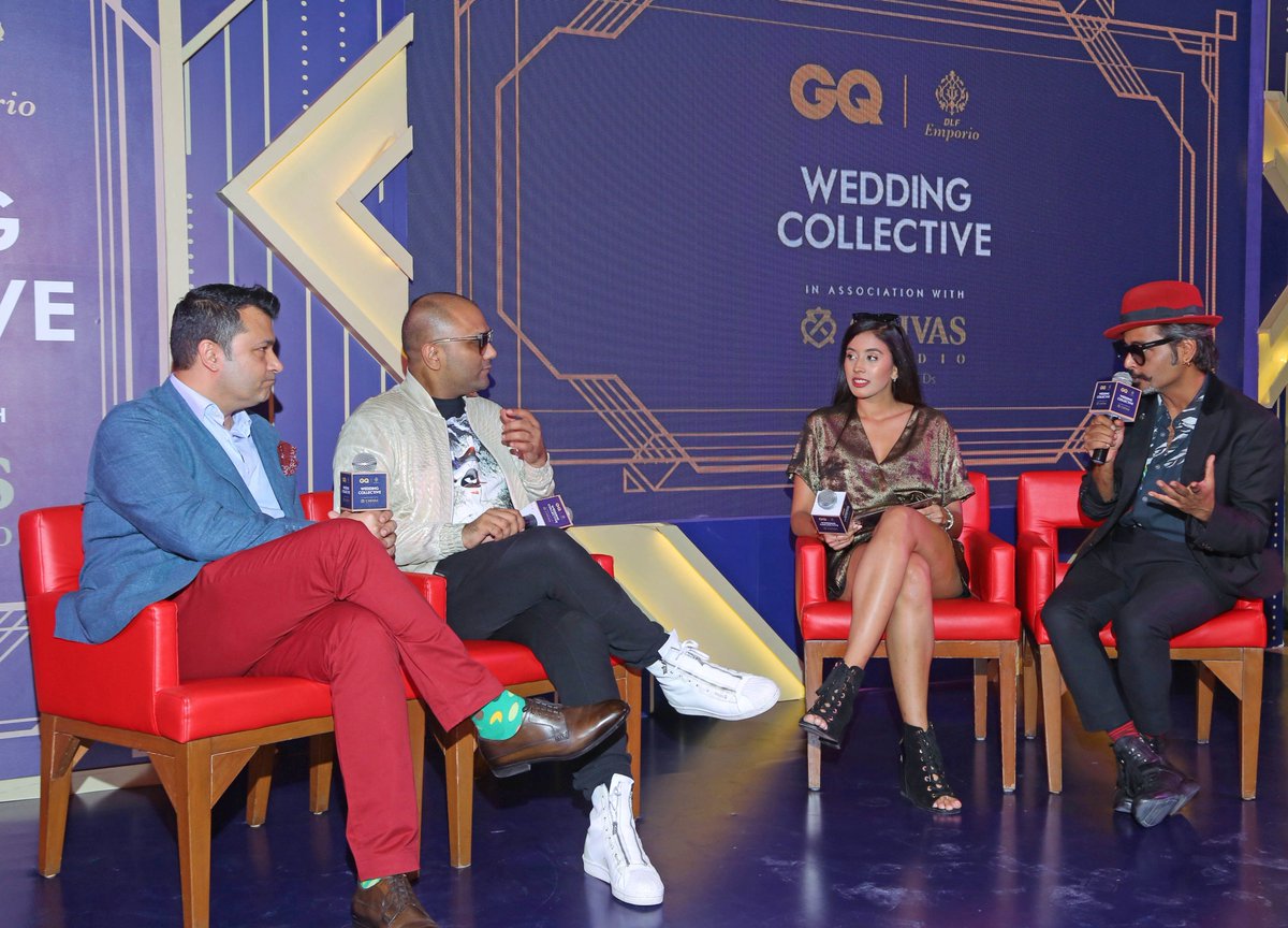 @GG_Studio and @AshishNSoni talk about the evolution of the Indian groom, with GQ Fashion Director Vijendra Bhardwaj. The consensus: From coordinating with the bride to coming into his own, it's been a long journey. #GQMasterclass at @DLFEmporio 
#GQWeddings #dlfemporio