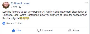 Arts_NL's tweet image. ⁉ KNOW SOMEONE who could use a place to express themselves? Then tell them about our #AllAbility #dance and #movement class from 11am today at Charlotte Toal Centre #Coatbridge...